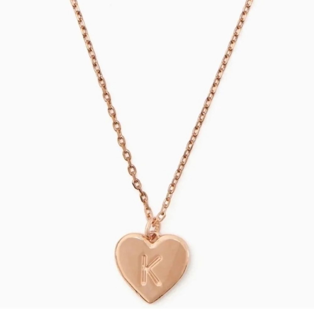 $69 Kate Spade Initial Here “K” Heart Pendant Necklace in Rose Gold-Tone
